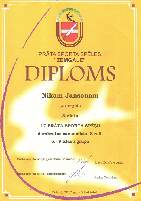 Diploms dambrete niks