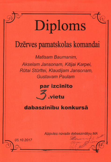 Diploms Dabasziniibas 2017